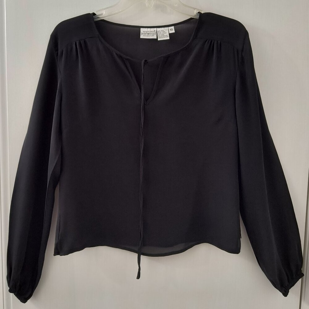 Vintage Y2K Black Silk Sheer Bohemian Top - Women's 10